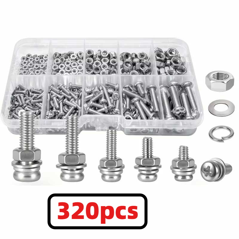 Nuts Mix - 320pcs Kit Sekrup dan Mur Baja
